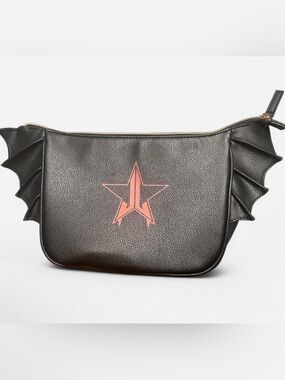 Jeffree Star Black Cosmetic Bag with Pink Star and Bat Wing Sides